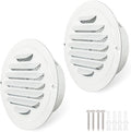 4 Inch Round Air Vent Cover,LouanXpert White Stainless Steel Soffit Vent Cover Louvered Grille Exterior Wall Vent Cover with Built-in Fine Mesh for House, Office,Garage, RV(100mm - 2PCS)