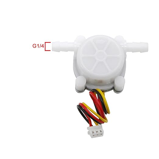 1/4" Water Flow Sensor Food-Grade Switch Hall Effect Flowmeter Fluid Meter Counter Connect Hosepipe 0.3-6L/min (Pack of 2）