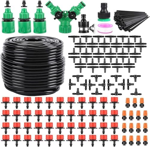 Drip Irrigation System, 164FT Garden Irrigation System 1/4, Blank Distribution Tubing Watering Drip Kit Automatic Irrigation Equipment for Garden Greenhouse, Flower Bed,Patio,Lawn