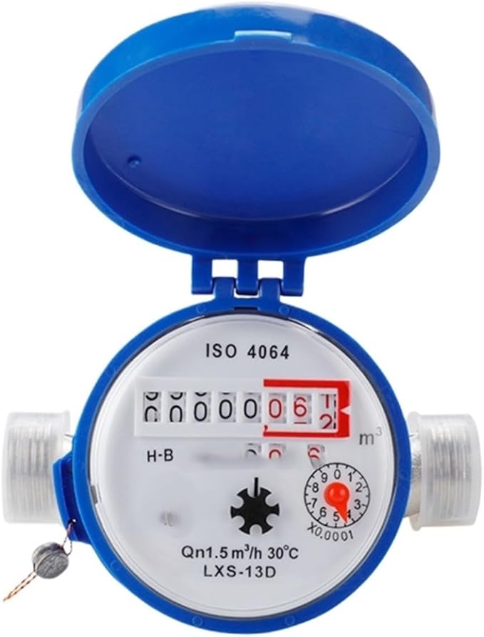 Male Thread Water Flow Sensor Smart Water Meter E-Type Digital Display Pointer Counter Water Meter Flow Measuring Instruments with Copper Fittings
