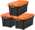 21-Gallon Storage Tote, Black with Orange Lid (Set of 3) WU59385