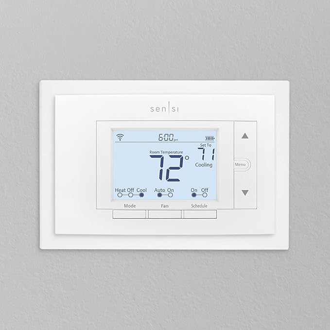 Sensi Touch Smart Thermostat by Emerson with Touchscreen Color Display, Programmable, Wi-Fi, Mobile App, Easy DIY, Data Privacy, Works Alexa, Energy Star Certified, ST75 (Black) + Wall Plate for Sensi Wi-Fi Programmable Thermostat (White)