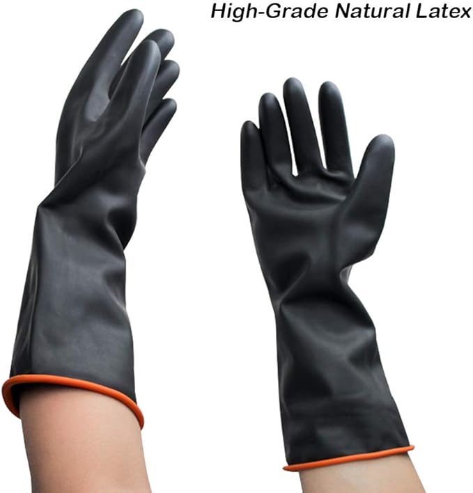 DaKuan Heavy Duty PU Apron & Latex Gloves, Waterproof Resist Strong Acid, Alkali and Oil Apron & Gloves Best for Staying Dry When Dishwashing, Lab Work, Butcher
