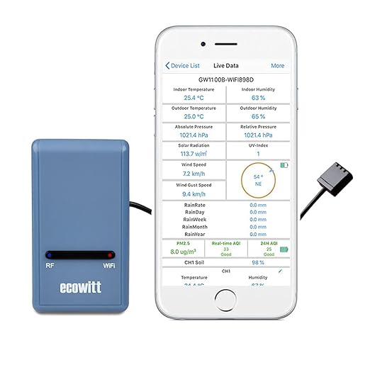 Ecowitt GW1100 Wi-Fi Weather Station Sensor Gateway with Temperature, Humidity and Atmospheric Pressure 3-in-1 Probe Sensor(1X GW1100 WiFi Gateway)