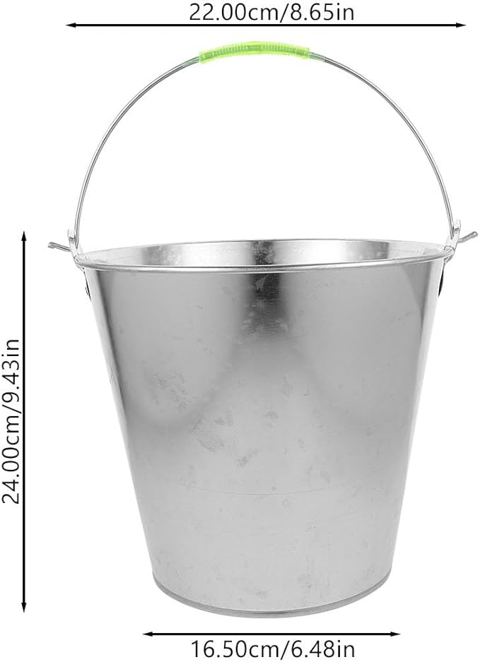 BESTYASH Metal Water Bucket 8l Thick Metal Round Bucket Portable Water Container for Household Cleaning and Farm Use