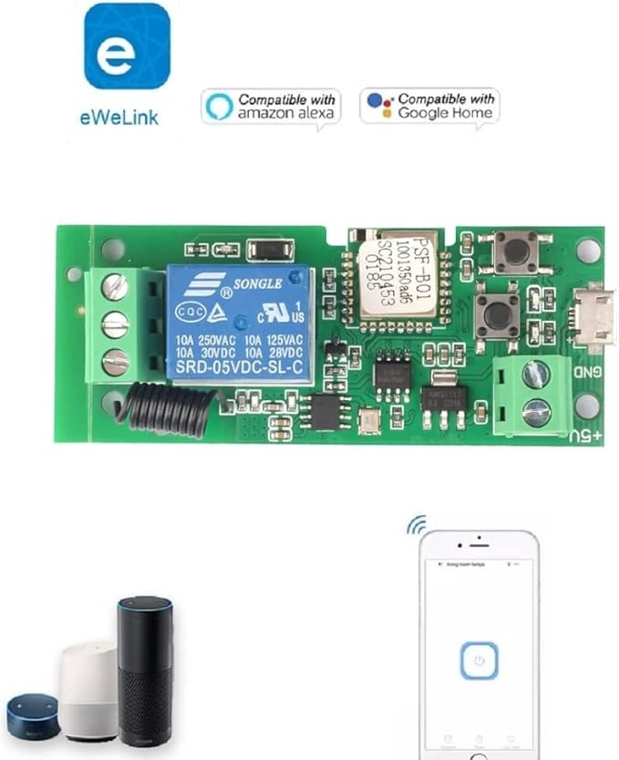 WiFi Wireless Smart Switch Relay Module for Smart Home 5V 5V/12V，Ba Applied to Access Control, Turn on PC, Garage Door (5v)