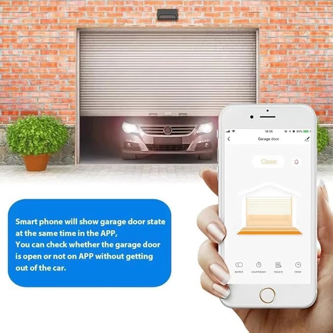 Easy Installation,Huacaoe Tuya Smart WiFi 5V Garage Door Opener Controller Garage Open Close Monitor,Wireless APP Remote Control Magnetic Door Sensor, Compatible with Alexa Echo Google Home