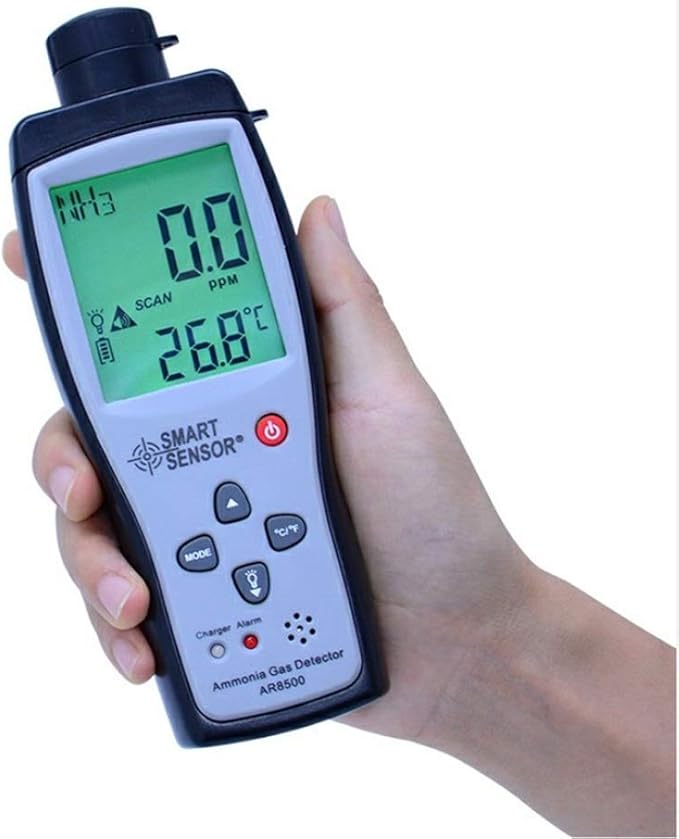 Portable Ammonia Gas Detector 0~100ppm LCD Backlight Rechargeable Li-Battery Powered Sensitive Alarm Digital NH3 Gas Concentration Monitor Tester Meter