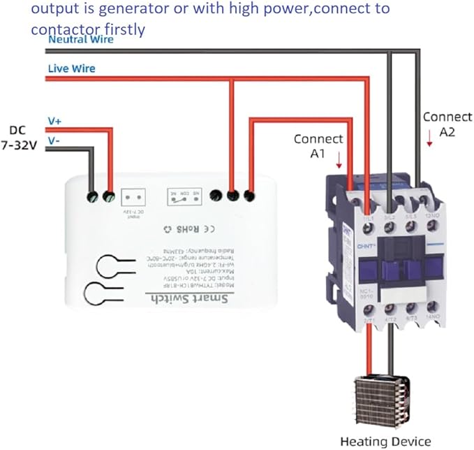 Tuya app WiFi Temperature Controller,1 Channel 110v 10A Dry Contact Relay Switch,Compatible with Alexa Google Home, TYTHWB1CH