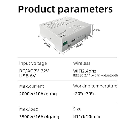 Smart WiFi Wireless Relay Switch Module, Tuya 4CH AC/DC 7-32V/ USB 5V Smart Life Remote Control Dry Contact Momentry Switch Compatible with Alexa and Google Home
