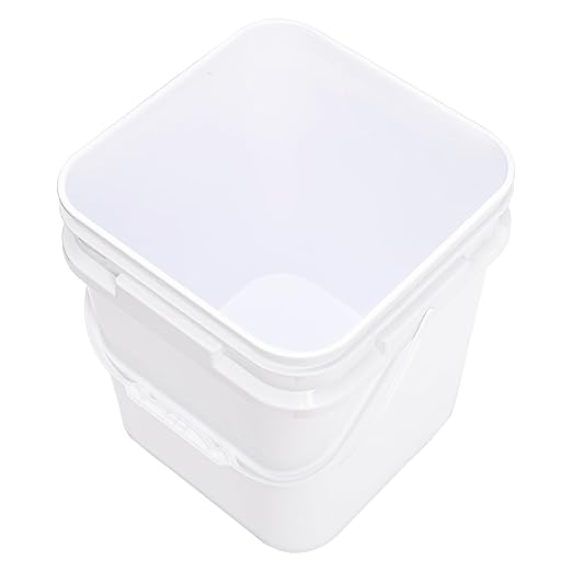 Peohud 5 Pcs 3.2 Gallon Food Grade Bucket with Lid, Square Plastic Pail with Handle for Storing Dry Food, Beans, Flour, Paint, Camping, Fishing