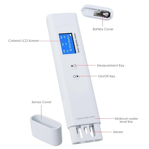 Water Quality Tester for Drinking Water, Portable 6-in-1 TDS Meter TOC, COD, EC, UV275, Temp&TDS, Digital Drinking Water Quality Tester for Home, RV, Hiking, Camping, Travel, Well, Tap, Water Purifier