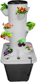 Indoor Hydroponic Tower Garden Kit, 30-Plant Vertical Growing System with Pump, Smart Germination for Herbs, Fruits & Veggies - 25 Holes, White White 12 Holes