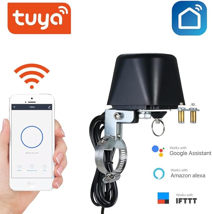 WiFi Smart Water Valve, WiFi Control Automatic Shut Off Valve Timer for Watering Sprinkler and Gas Compatible with Alexa, Google (AU)