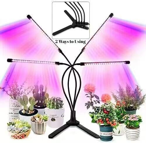 LEOTER Grow Lights for Indoor Plants - 84 LED Full Spectrum Clip Plant Growing Light (4 Heads 2 Pack)