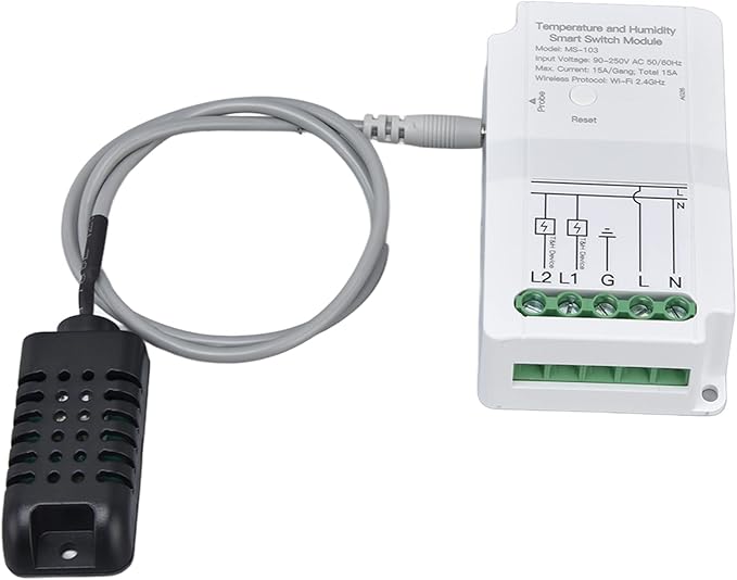 Smart WiFi Temperature Humidity Switch Module with Probe 90 - 250V Dual Relay Output - Remote APP Control, Timing Function for Greenhouse Automation and Home Climate