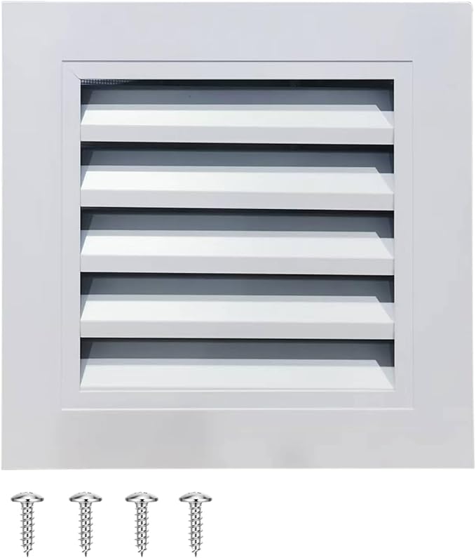 Gable Vent with Screen - 10" X 10" Aluminum Attic Vent Square Louvered Vent Cover - White Wall Vent Systems for Home Ceiling Shed Bathroom Garage