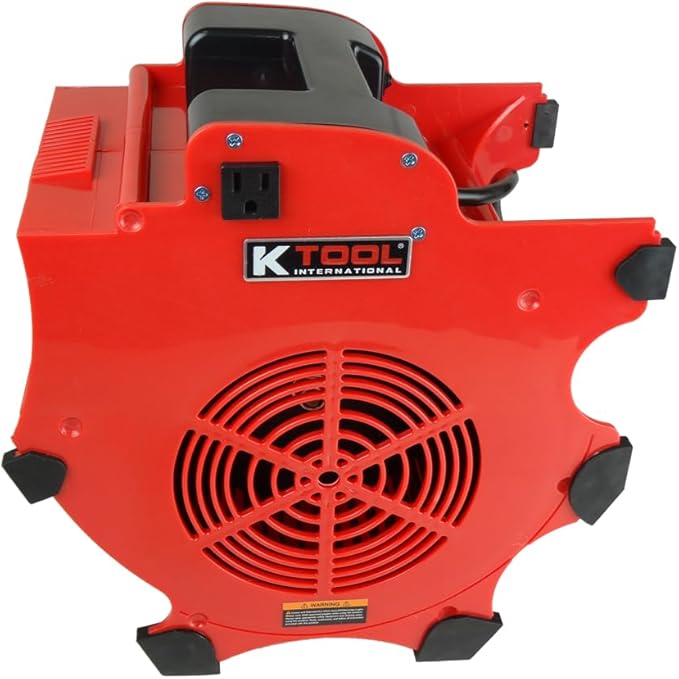 K Tool International 77700 Big Chill Workforce Blower Floor Fan, 1200 CFM, 3 Speed Motor, Overload Protection, Impact Resistant ABS, 300 Watt, 110-120V, 60Hz, 4 Angle Positions, Indoor/Outdoor, Red