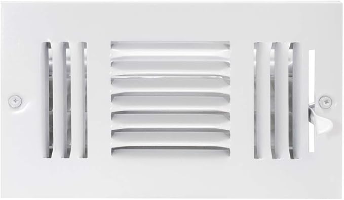 EZ-FLO 8 x 4 Inch Three-Way Ventilation Steel Sidewall/Ceiling Register, Steel Duct Opening, 61658