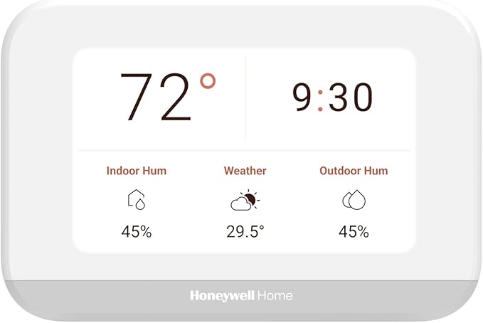 Honeywell Home X7B Smart Thermostat with Humidity Monitoring and Customizable Touchscreen Display, White