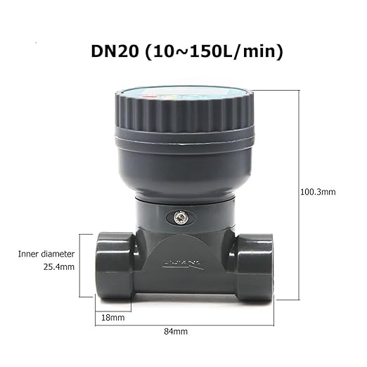 RS485 Digital Display Flow Meter High Precision Smart Electronic Flowmeter UPVC Water Sensor for Farm Garden Irrigation Low Repeatability, High Sensitivity(DN15)