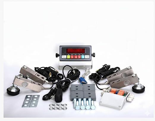 Livestock Scale Kit with 4 Load Cell Kit for Cattle Scales, Digital Floor Cattle Scale System with PS-IN202 Indicator, Junction Box and Auto-Save Software
