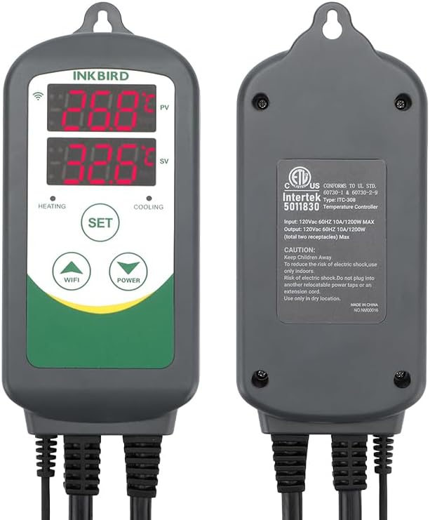 INKBIRD 2025 Updated WiFi Temperature Controller, Digital Thermostat with App Remote Control for Reptiles, Home Brewing, Fermentation, Breeding, Incubation and Greenhouse, Max 1100W (110V)