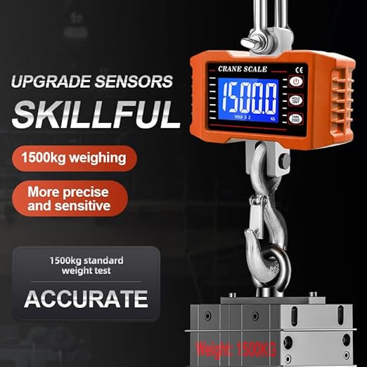 Digital Crane Scale 2200lb/1000kg Heavy Duty Hanging Scale with LCD Backlight, High Precision Industrial Hanging Scale with Data Hold/Tare/Zero, CE Certified for Farm, Construction, Hunting, Fishing