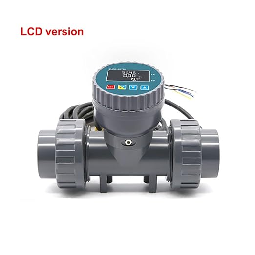 DN25-80 High Precision Smart Digital Display Flowmeter, RS485 LCD Electronic Flowmeter, PVC Flow Sensor for Farm/Garden Irrigation -Water Hose Meter(DN32,Without Display)