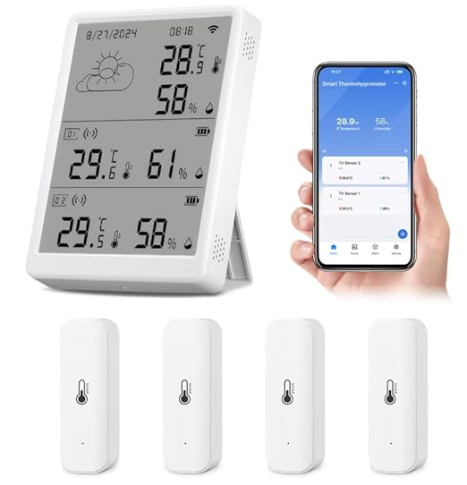 eMylo WiFi Thermometer Hygrometer, Smart Digital Indoor Temperature Humidity Monitor 328Ft Rang with IP65 Outdoor Wireless Sensor, App Alert, Free Data Storage Export, for Home, Greenhouse (5)