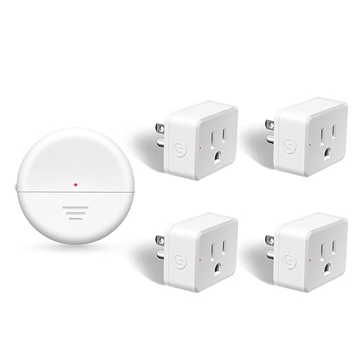 NineLeaf Motion Sensor Outlet, Wireless Motion Activated Plug with Timer & Light Sensor, 262 ft Range, 15A/1500W, Auto On/Off for Lights, Bathroom Fan, Garage, Hallway(1Sensor 4Plugs)