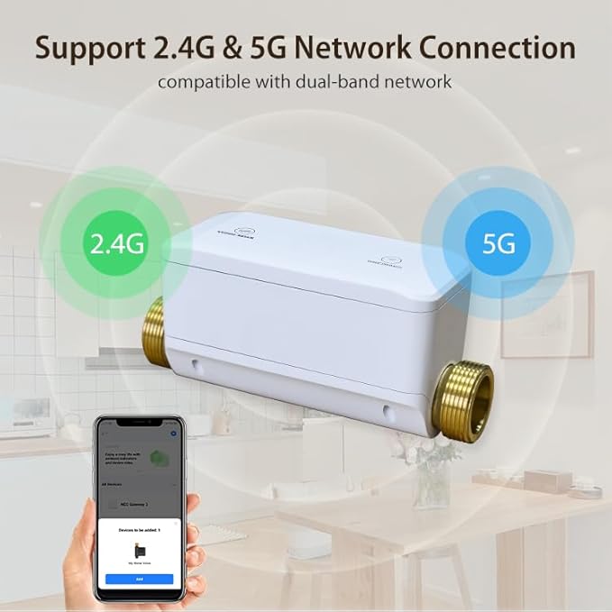 Haozee WiFi Smart Water Valve with Automatic Shut-Off, NSF Certified,Water Temperature/Water Pressure/Water Flow Rate Detect, APP Remote Control for DN20 (3/4 inch) Pipes