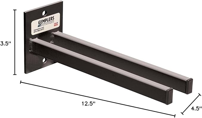 Gempler's Original Tool Rack for Shovels, Spades, Rakes, and Brooms, Steel, 12 in L x 1-1/2 in W x 4-1/2 in H (Black)