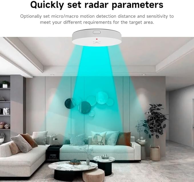 Human Presence Sensor, WiFi Wave Radar Real-time Human Motion Detection Sensor, Compatible with TUYA/Smart Life