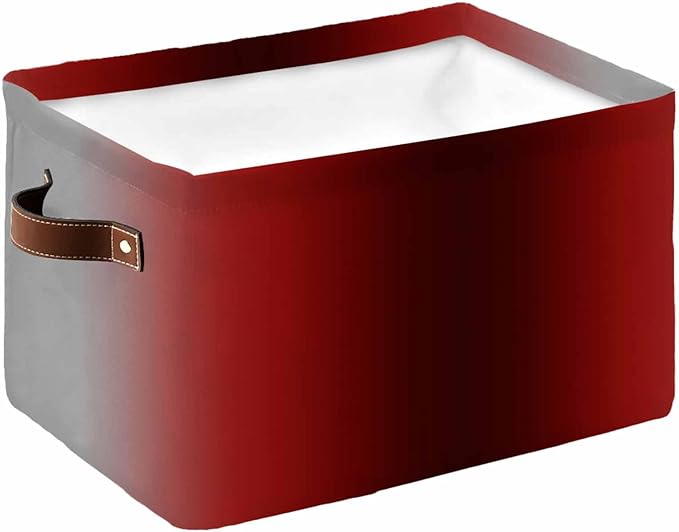 Dark Red Grey Black Ombre Storage Bins Cubes Waterproof Cloth Storage Basket,Farmhouse Gradient Minimalist Foldable Storage Bags for Shelf Clothes Storages Organizers with Handles 15x11x9.5 in 1PCS
