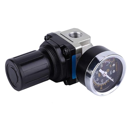 AR2000 02 G1/4 in Pneumatic Pressure Regulator with Meter, Adjustable Air Flowing Control Valve for Industrial Compressors, Filter System Accessories