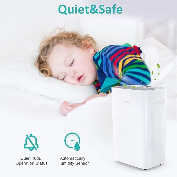 Kesnos 4500 Sq. Ft Dehumidifier for Home with Drain Hose -Ideal for Basements, Bedrooms, Bathrooms, Laundry Rooms -with Intelligent Control Panel, Front Display, 24 Hr Timer and 0.69 Gallon Water Tank