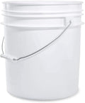 ePackageSupply White 5-Gallon Bucket with Lid | Made in USA | Food Grade | Heavy-Duty Extra Durable Plastic Bucket | Multi-Use Food Grade Buckets with Lids | Easy Stack and Store | BPA Free | 5 Pack