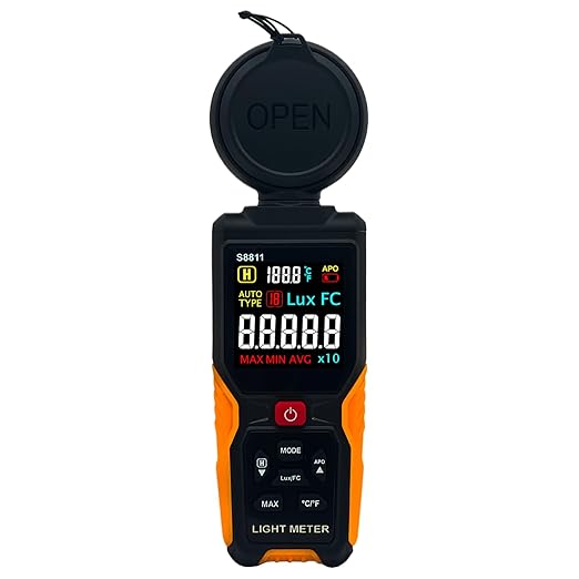 Digital Illuminance Meter Light Meter 200,000Lux Meter/18,500FC,Luxmeter for Photography Grow Plants Led Photometer Lighting Intensity Brightness Measurement