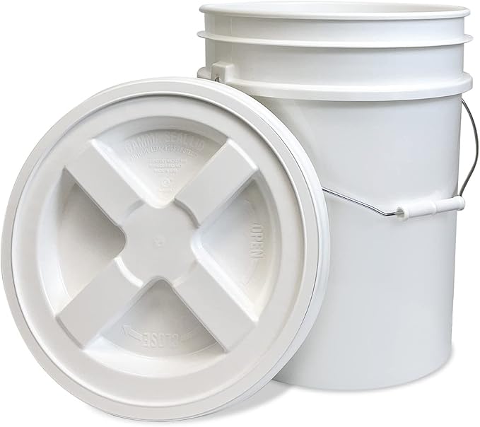 ePackageSupply 5 Gallon Bucket - Food Grade Bucket with Airtight Gamma Seal Screw-On Lid, BPA-Free, Heavy-Duty 90 Mil HDPE Plastic, Bulk Storage, Durable Container, Made in USA, White/White, 24 Packs