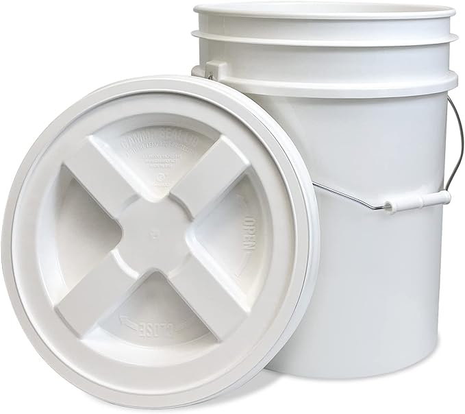 ePackageSupply 5 Gallon Bucket - Food Grade Bucket with Airtight Gamma Seal Screw-On Lid, BPA-Free, Heavy-Duty 90 Mil HDPE Plastic, Bulk Storage, Durable Container, Made in USA, White/White, 120 Packs