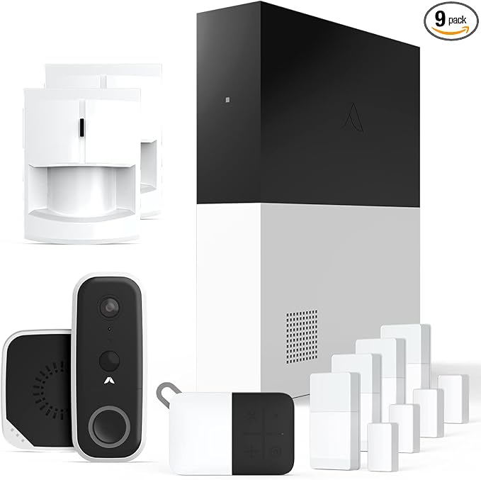Abode 9 Piece Wireless Smart Security System - Works with Apple HomeKit, Z-Wave and Zigbee Devices - Expandable to Protect Your Whole Home - Easy DIY Installation - Optional Professional Monitoring