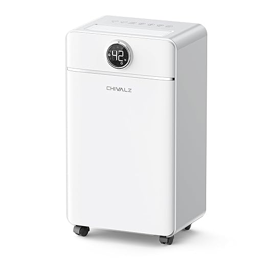 CHIVALZ 1800 Sq.Ft Dehumidifier for Basement, Quiet Dehumidifier for Home, Bedroom, Bathroom, Humidity Display, with Drain Hose, Auto Shut Off, 3 Modes, Timer, Auto Defrost, Child Lock, White 1Pack
