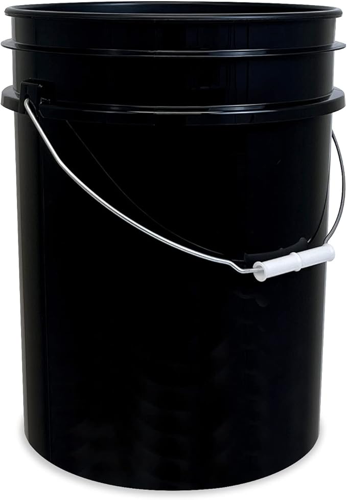 ePackageSupply 5 Gallon Bucket - Food Grade Bucket, Metal Handle Grip, BPA-Free, Heavy-Duty 90 Mil HDPE Plastic Pail, Stackable Utility Container, Made in USA, Lid Not Included, Black, 1 Pack