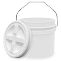 3.5-Gallon White Bucket Pail with Gamma Seal Screw on Airtight Lid, Heavy-Duty 90MIL Extra Durable, Food Grade, Metal Handles with Plastic Grip for Easy Carrying, Easy Stack & Store, BPA Free - 1 Pack