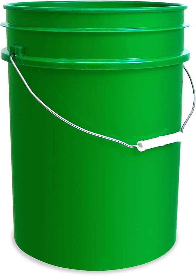 ePackageSupply 5 Gallon Bucket - Food Grade Bucket, Metal Handle Grip, BPA-Free, Heavy-Duty 90 Mil HDPE Plastic Pail, Stackable Utility Container, Made in USA, Lid Not Included, Green, 1 Pack