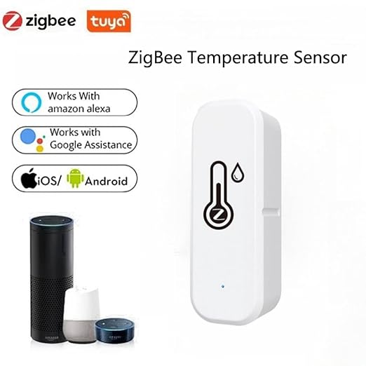ZigBee Indoor Temperature and Humidity Sensor,Compatible with Alexa and Google Home,for Home,Baby Rooms,Greenhouses Accessories,Garages 1Pack(No Include Battery)