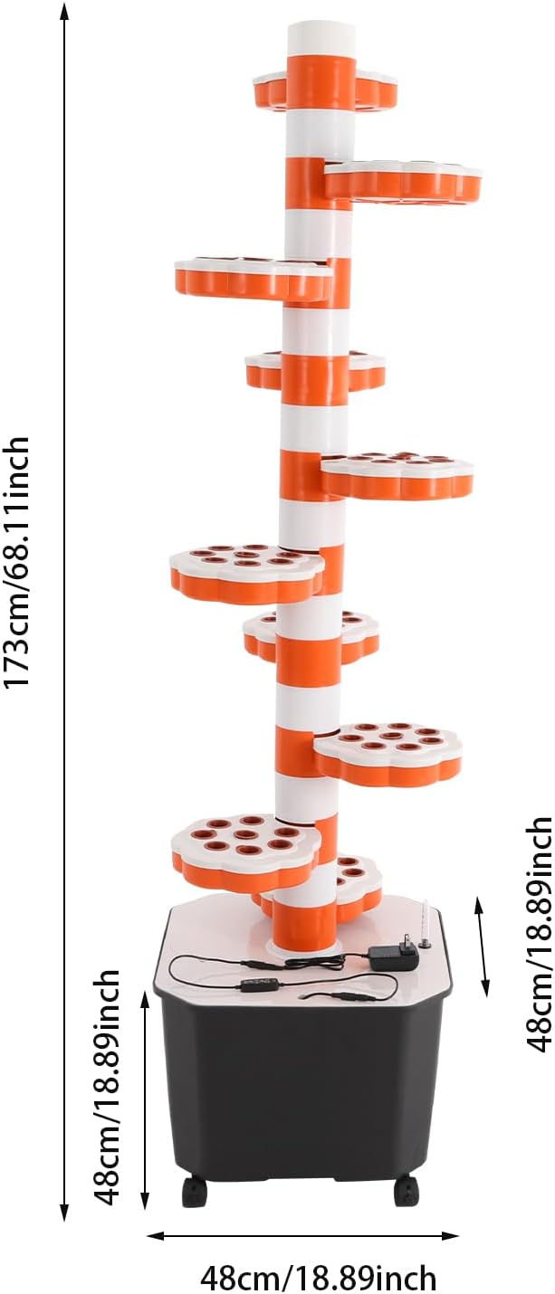 80 Pots Hydroponic Grow Tower 10-Tier Vertical Hydroponic Gardening Tower System Indoor Garden Kit w/Automatic Watering 7.93 Gal Tank 15W Pump (11.89 Gallons Water Tank)