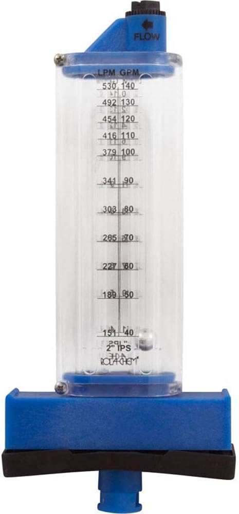 Rola-Chem Flowmeter Top Mount 570351T, 40-140 GPM, PVC Flow Meter for 2" Pipe, Accurate Flow Rate Measurement for Residential Swimming Pools