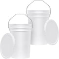 6.5-Gallon White Bucket Pail Container with Lid | Food Grade | Heavy-Duty 90MIL Extra Durable | Metal Handles with Plastic Grip for Easy Carrying | Multi-Use | Easy Stack and Store | BPA Free - 2 Pack